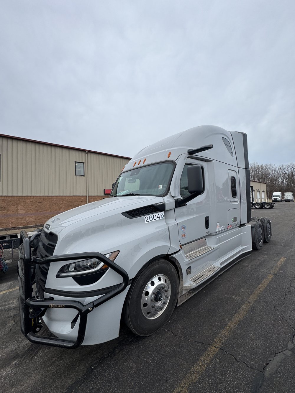 Silver Freightliner Cascadia sleeper, unit 26046